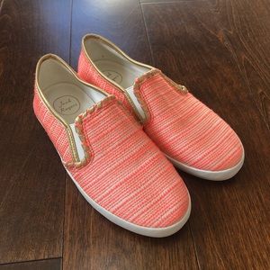 Jack Rogers Baldwin Sneaker Flats Coral and Gold